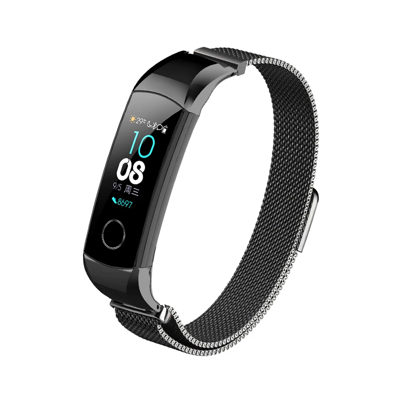 milanese black Металлический браслет для Huawei Honor Band 5 Миланский петлевой ремешок Для группы HONOR 4 Сменный ремешок Магнитная пряжка регулируемого размера - Цвет: milanese black