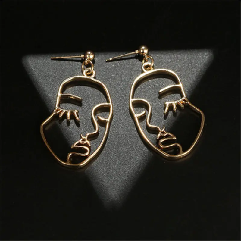Модные женские висячие серьги в форме лица Корейском стиле вечерние красивые