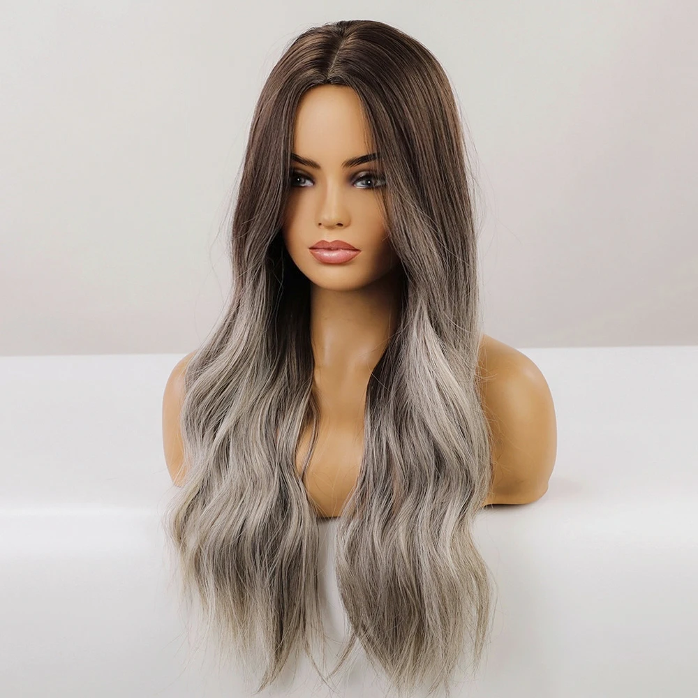 Блондинка Единорог длинные волнистые волосы парик коричневый эффектом деграде