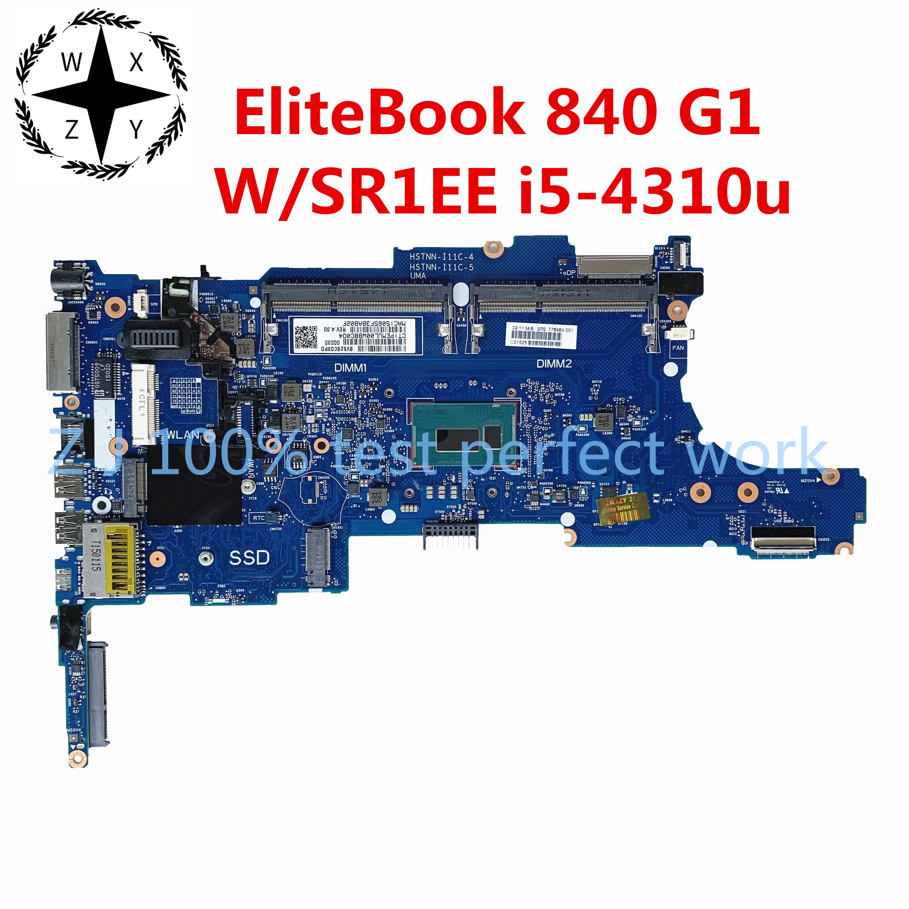 Материнская плата для ноутбука Hp EliteBook 840 G1 850 с процессором SR1EE i5-4310u 778964-001 778964-601
