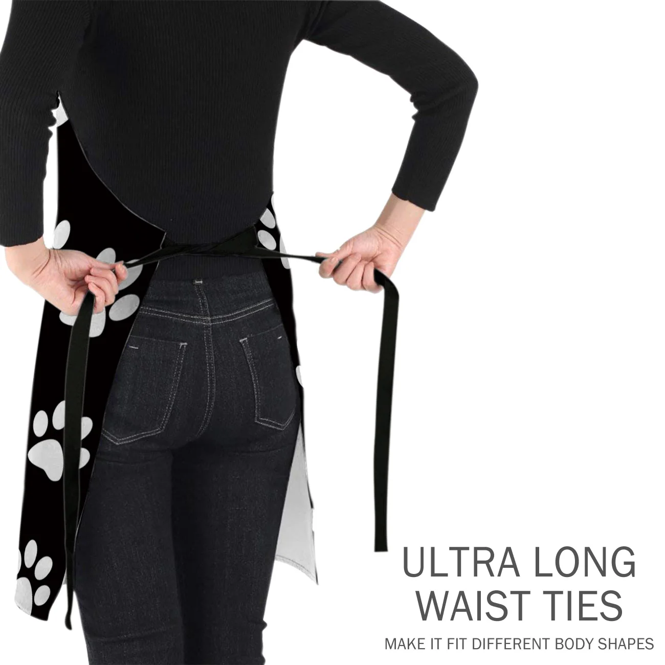 Черно белые домашние следы Кухонные фартуки для барбекю нагрудник фартук