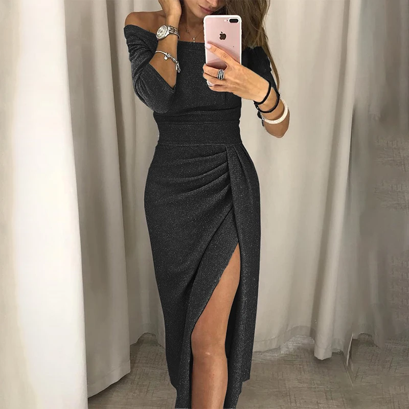 

Fashion Party Dress Sexy Long Skirt Ladies Elegant Dress Plus Size Dress Ladies Casual Evening Dress Sequined Slim Dress 2021