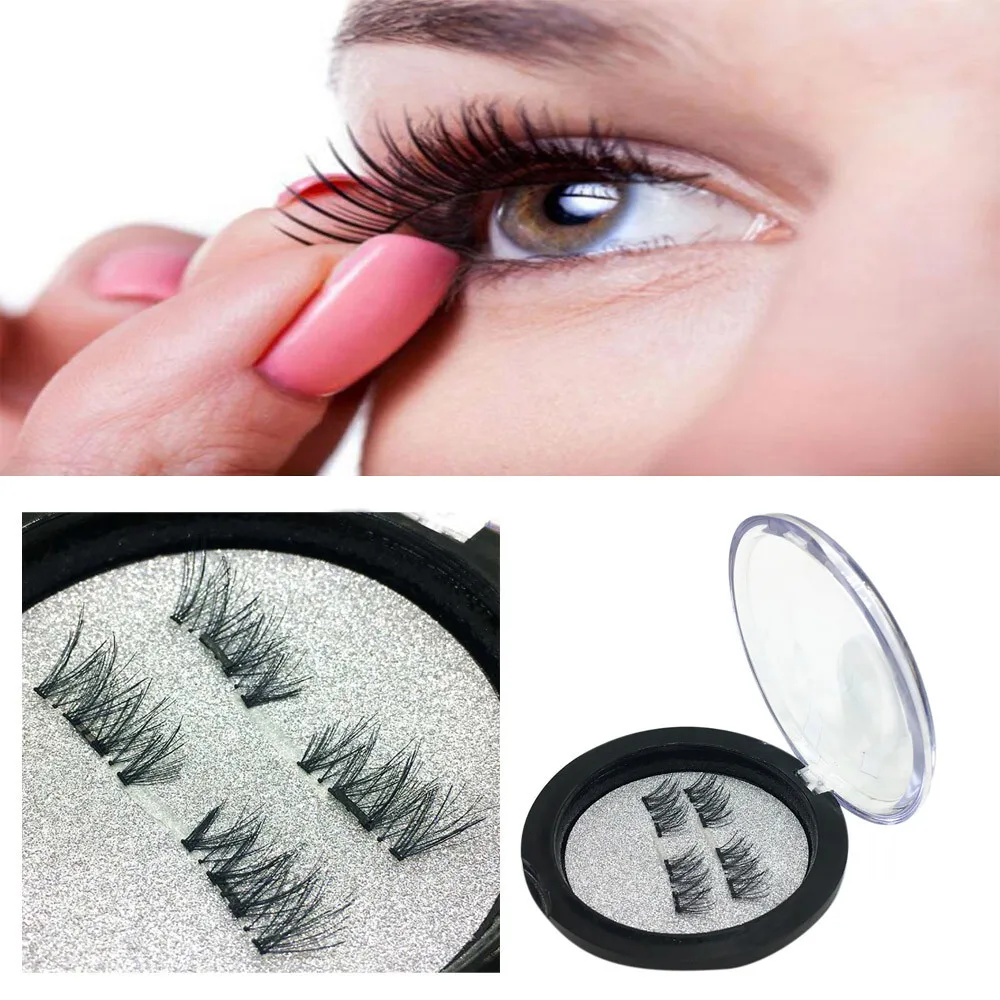 OUTTOP 4 шт. 1 пара Магнитные ресницы для глаз 3D Многоразовые Накладные магниты Nautral