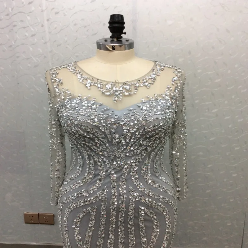 Серебряное новое длинное платье, vestido longo abiye gece elbisesi, официальное платье, украшенное бисером, abendkleider, новое платье