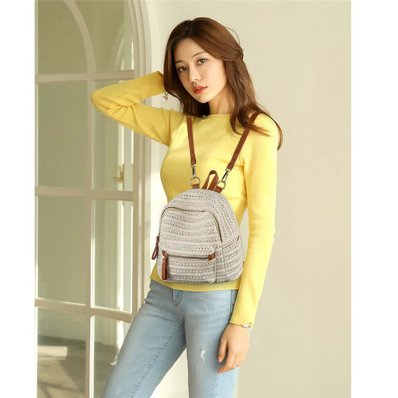 Соломенный дорожный рюкзак Женский высококачественный вместительный тканый