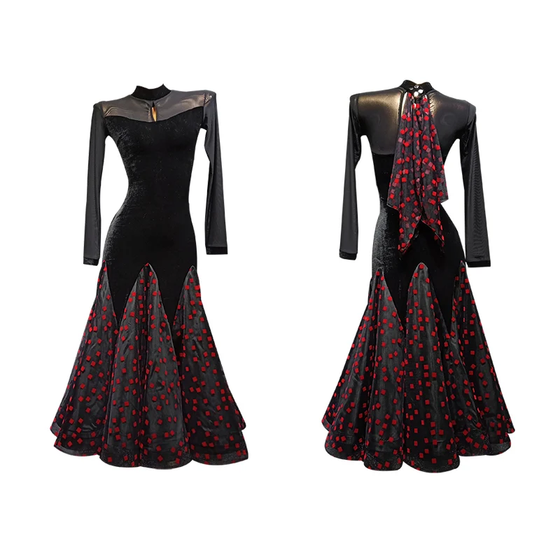 New Ballroom Dance Competition Dresses Women Waltz Cosutme Big Skirt Hem Tango Dress Festival Dancewear Stage Clothes 1536 |