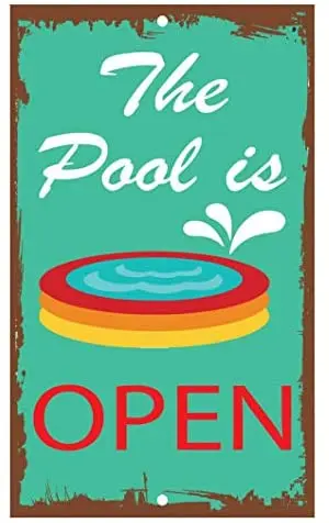 

Crysss The Pool is Open Novelty Funny 12 X 8 Inches Metal Sign