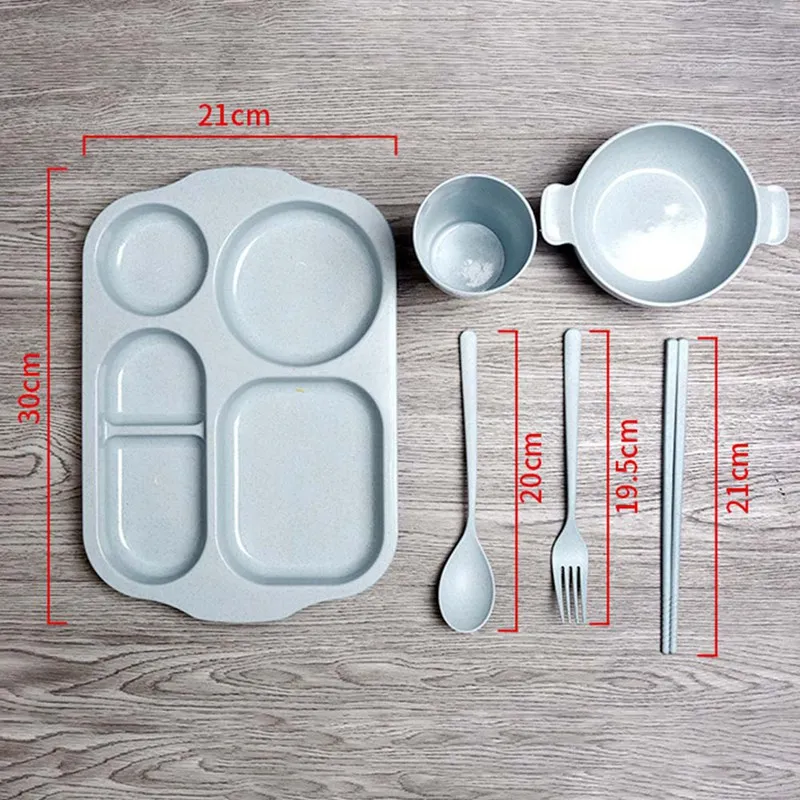 

6PCS Fork and Spoon Set Baby Breakfast Tableware Eco-friendly Tableware Children Dinner Plate Set Portable Travel Tableware