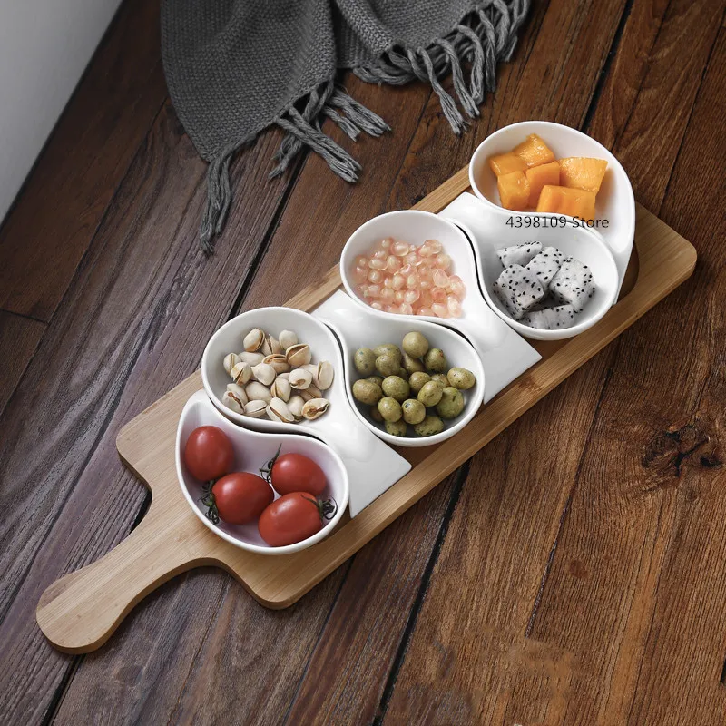 

Ceramic plate fruit plate salad bowl wooden tray Japanese tableware kitchen cooking tools home baking baking dish sauce dish
