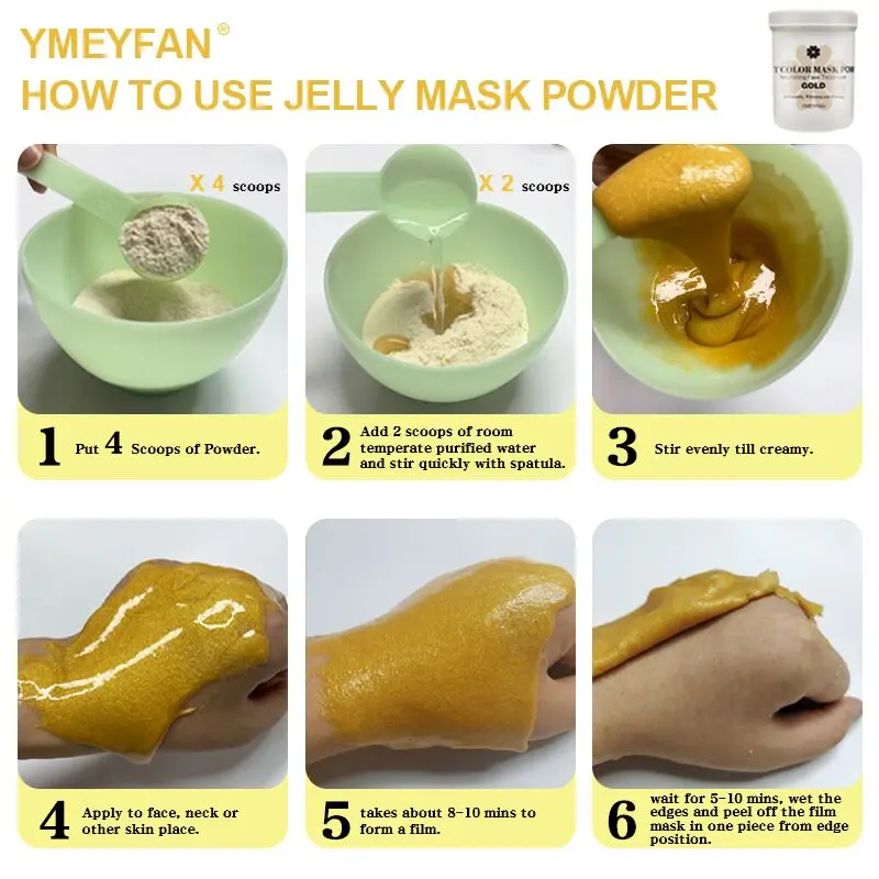 

Gold Facial Mask Anti-wrinkle Spa Hydro Jelly Powder Brighten Firming Peel Off Modeling Crystal Gold Foil Soft Powder Wholesale