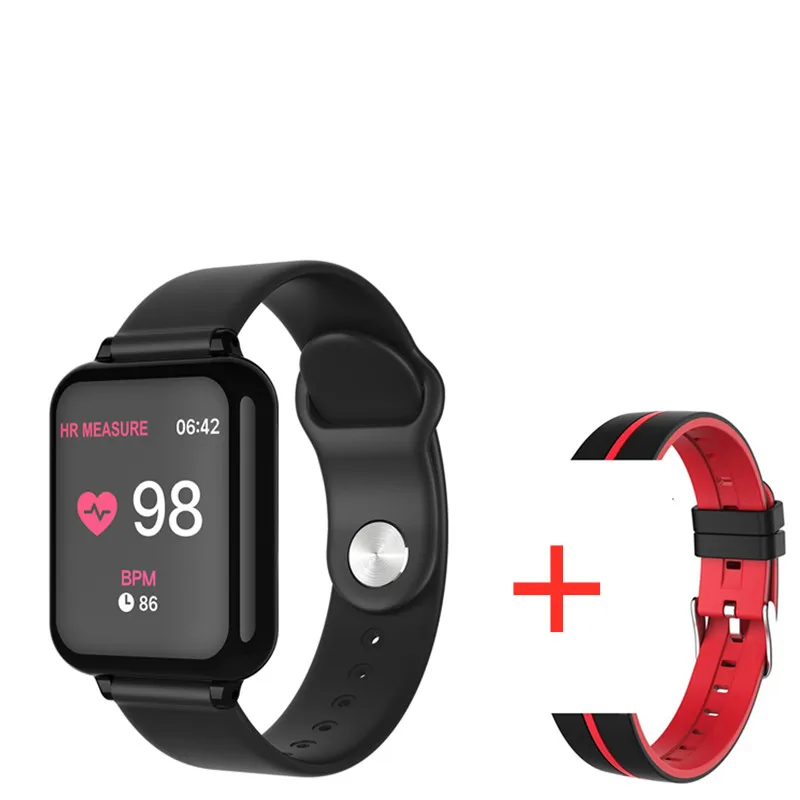 BK add 1 Red Strap B57 Смарт-часы для мужчин и женщин Смарт-часы фитнес-браслет трекер пульсометр несколько видов спорта для мужчин и женщин Смарт-часы - Цвет: BK add 1 Red Strap