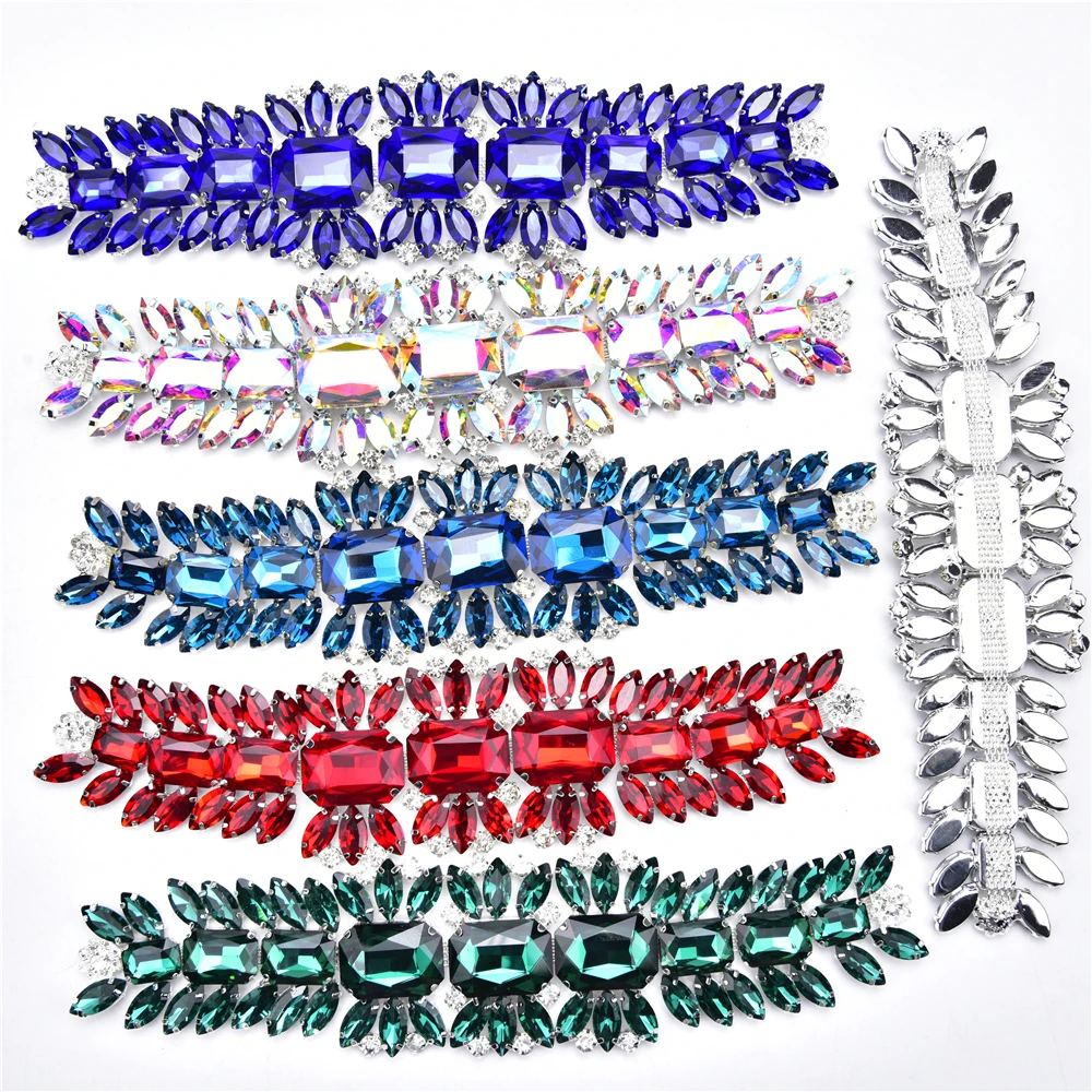 Стеклянные кристаллы стразы аппликация 20 х5 см алмазные Длинные патчи Ab