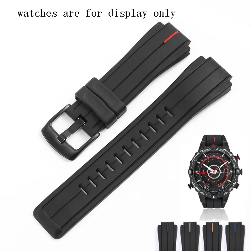 

PEIYI 24x16mm Silicone Strap Black Pin Buckle Bracelet For Timex T2N720 T2N721 TW2T76300 Series Rubber Watchband