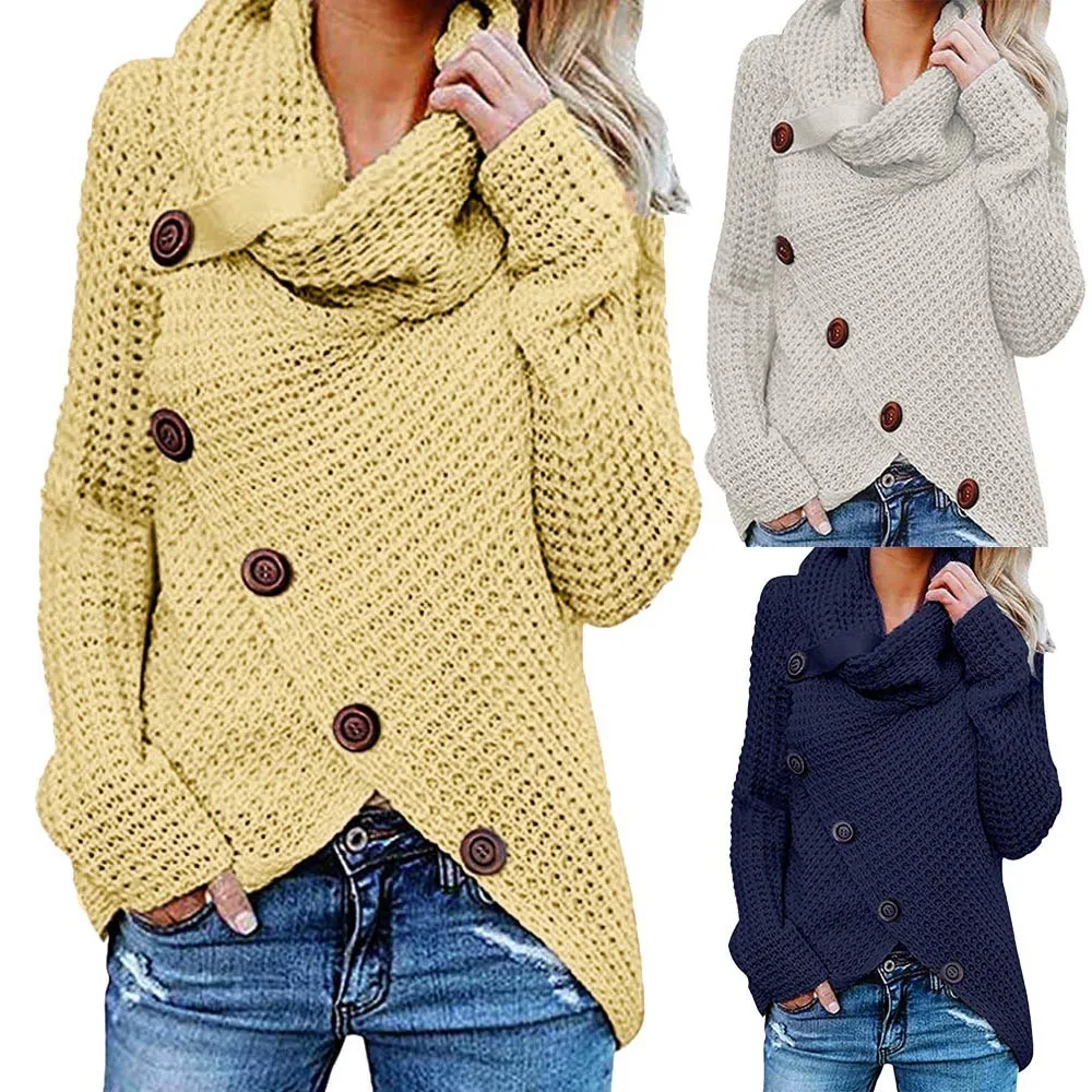 

Women Button Long Sleeve Sweater Sweatshirt Pullover Tops Blouse Shirt