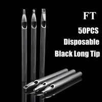 50pcs black disposable plastic long tattoo tips 5f 7f 9f 11f 13f 15f tattoo tips nozzle tube for tattoo supplies free shipping