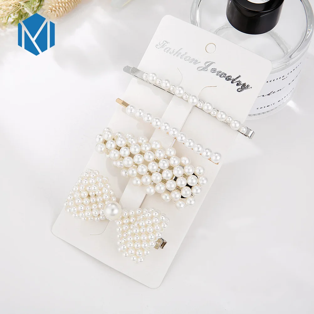 4pcs U 1 комплект INS модные элегантные жемчужные аксессуары и клипсы для волос для женщин девочек украшение для волос винтажная Свадебная Геометрическая шпилька для волос из сплава металлов - Цвет: 4pcs U