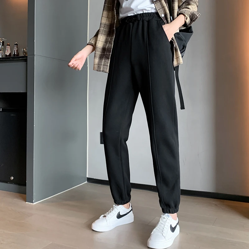 

Spring and Autumn Thin Ankle-Length Pants Casual Hip Hop Wild Harem Ankle-Tied Pants All-Match Female Streetwear Pocket Pants