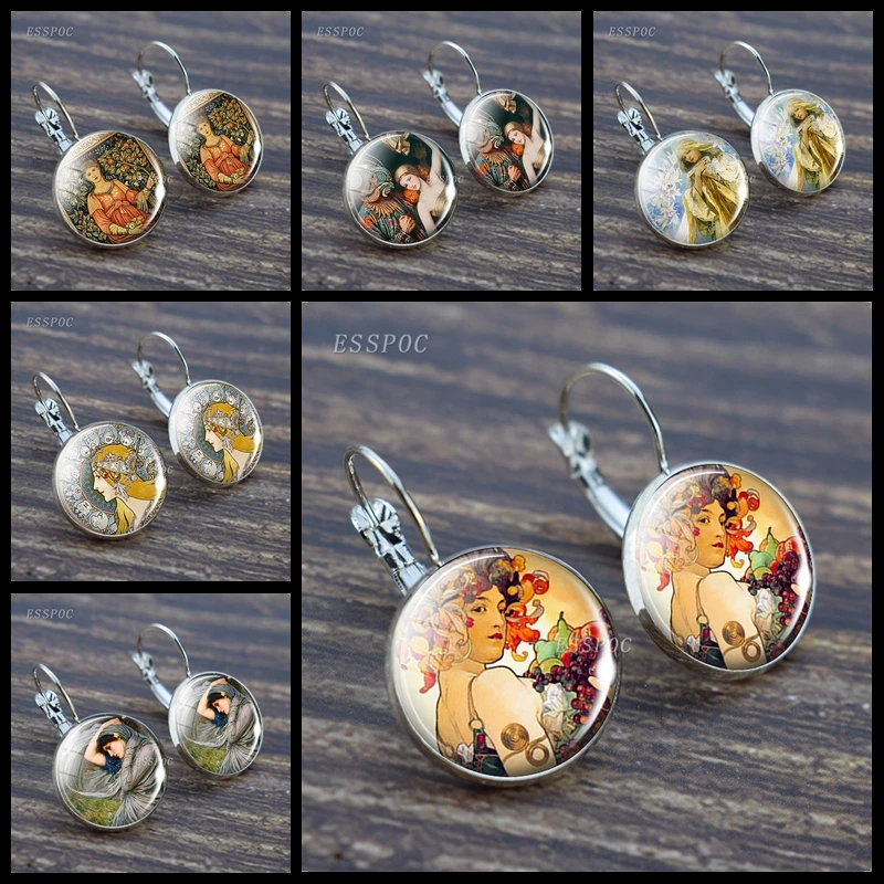 Женские серьги Alphonse Mucha Art Nouveau модные Крючки для осеннего сезона|Серьги-гвоздики|