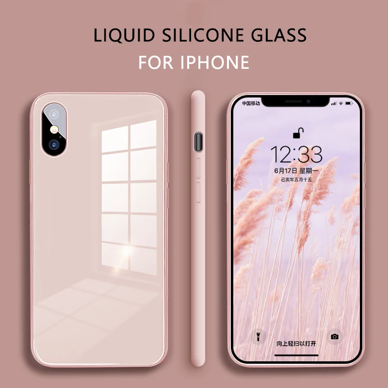 

Liquid Silicone Glass Case for iPhone 11 Pro Max 7 8 6 6s Plus X XR XS MAX SE 2020 Candy Color Cover for iPhone 11 Pro X XS MAX
