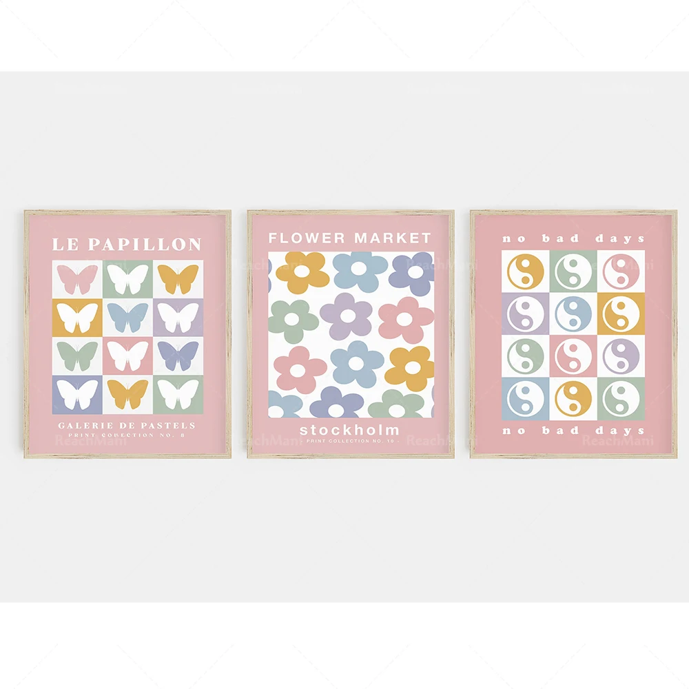 

Flower Market Flowers, Butterflies, Danish Pastel Decoration | Pastel Bedroom Decoration | Colorful Art Wall Posters