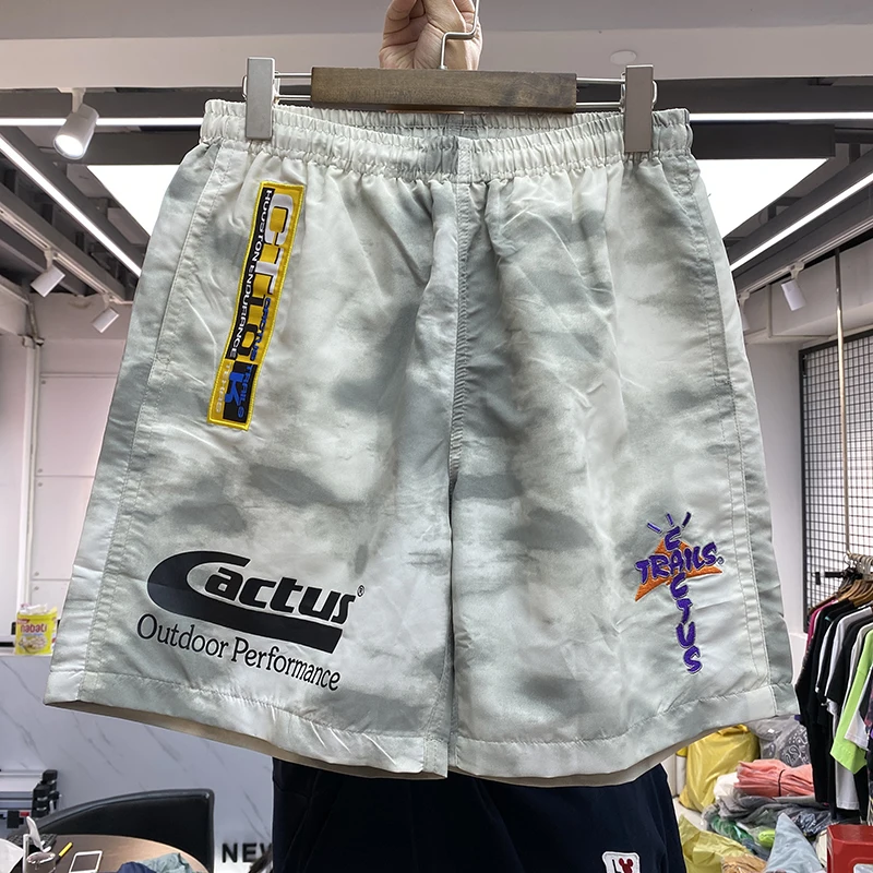 

Шорты мужские/женские из сетчатой ткани на шнурке с принтом кактуса и Джека