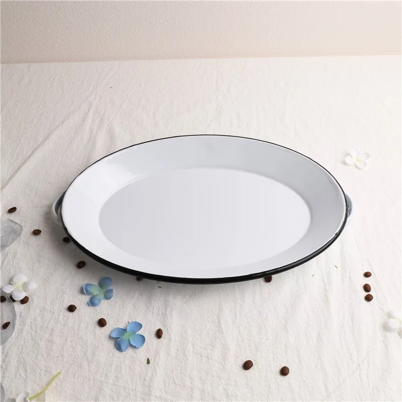 37.5cm American Enamel Oval Binaural Tray Thickened Fruit Plate Dinner | Дом и сад