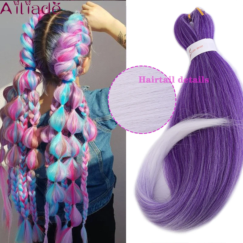 AILIADE 100g 24inches Hair Synthetic African Afro Jumbo Braids Blue Colored Strands Ombre False Braiding |
