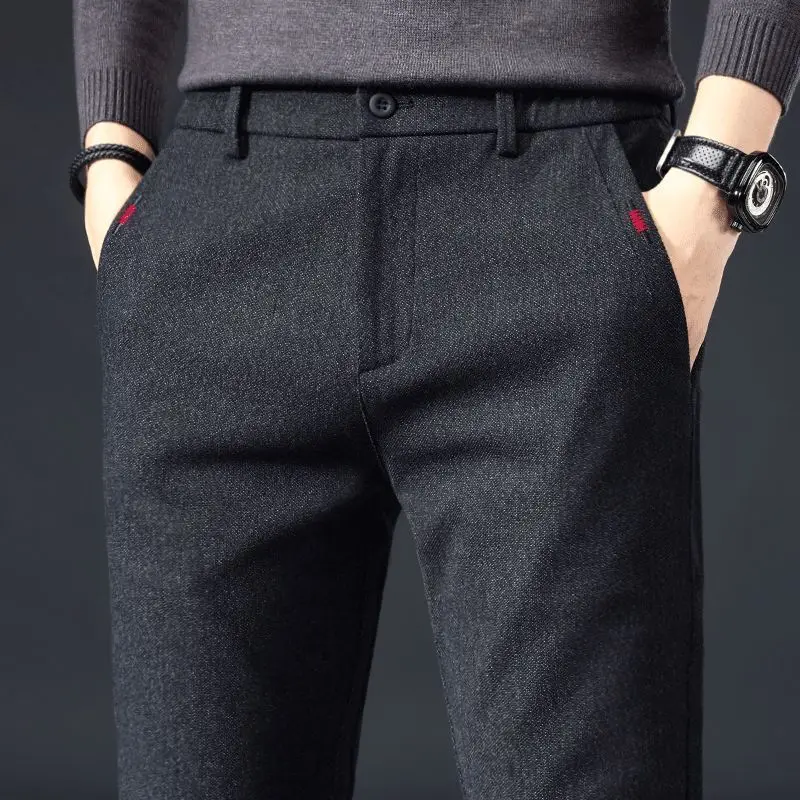 

Spring/Autumn All-Matching Men's Casual Pants Slim-Fit Stretch Brushed Anti-Wrinkle 2021 Fashion Korean Style Trends Trousers