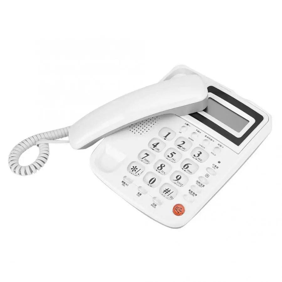 Белый домашний офисный телефон без аккумулятора Настольный стационарный с