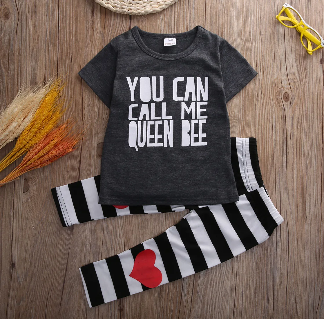 

Children Short Sleeves Long Pants Suit, Newborn Boys Girls Letter Printed Clothes Set, Round Collar Tops Trousers Outfits
