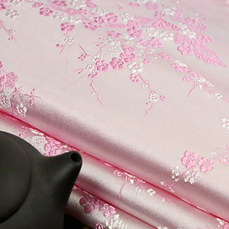 Жаккардовая ткань с цветком сливы Pretty черная красная жаккардовая 50 х72 см|Ткань| |