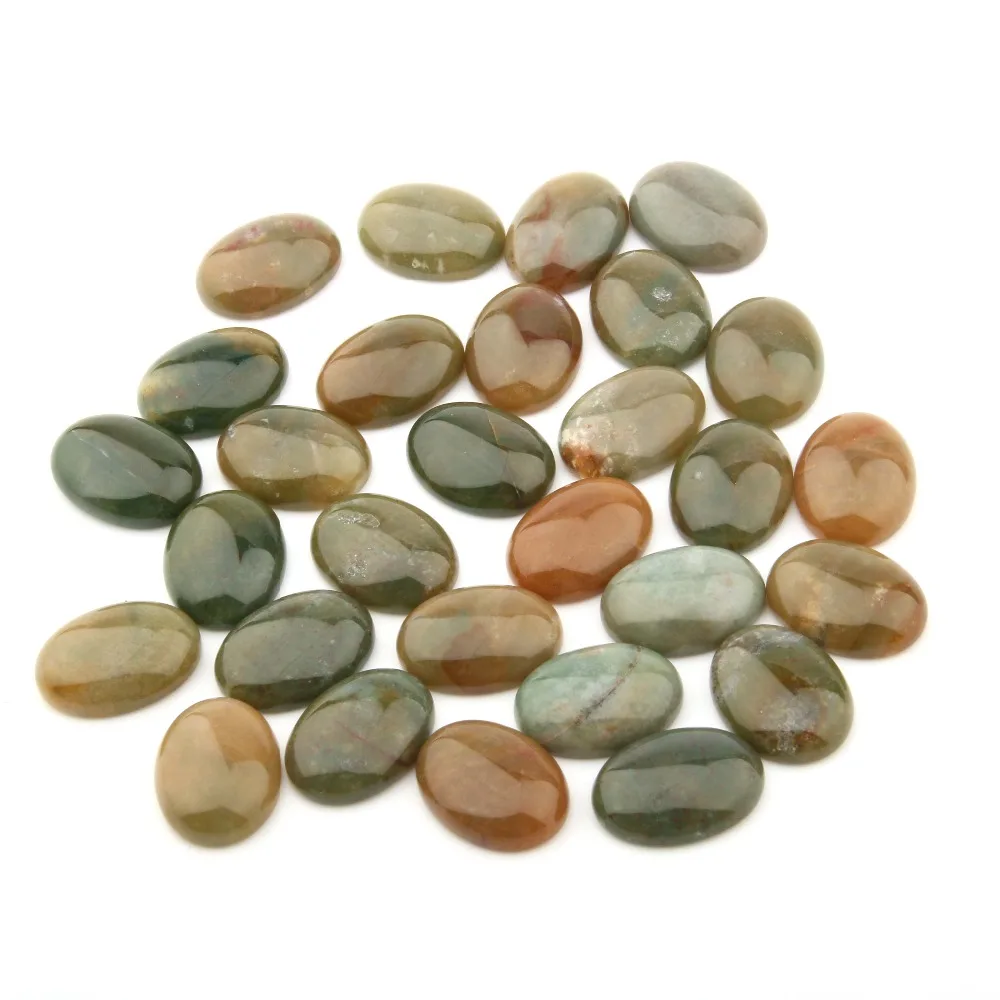 

Wholesale Lots Bulk 10pcs Natural Stone Beads India Agate Cabochon No Hole Beads for Jewelry Making Supplies Oval Loose Beads