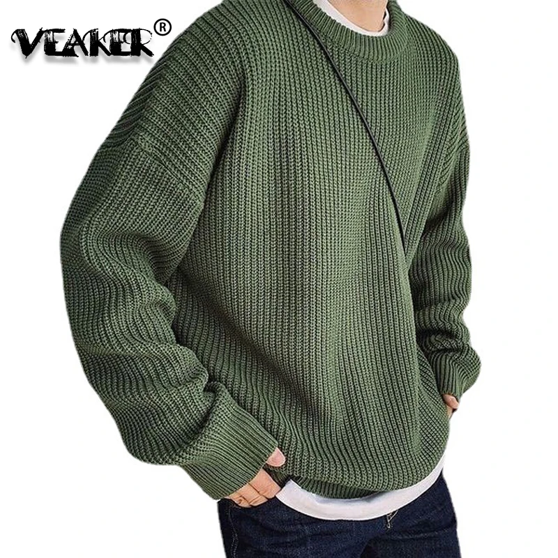 Новинка 2022 мужской теплый Однотонный свитер свободные вязаные пуловеры топы