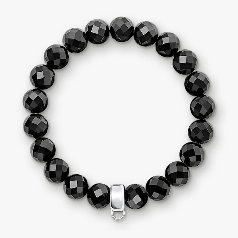 10 мм граненые бусины браслеты черные хрустальные очаровательный браслет 925 пробы