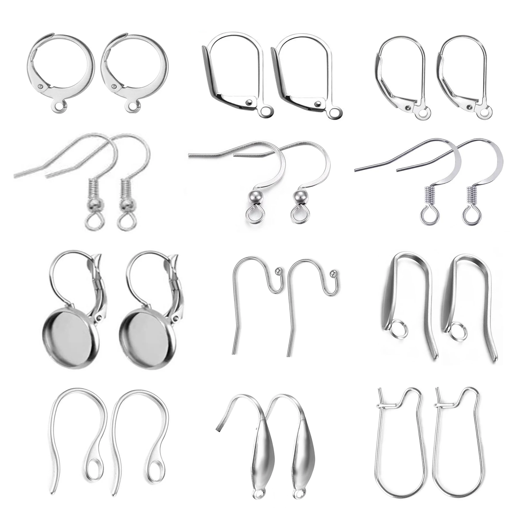 

20Pcs/Lot Stainless Steel Hypoallergenic Ear Wires Earring Hooks Clasp for DIY Earring Jewelry Making Findings