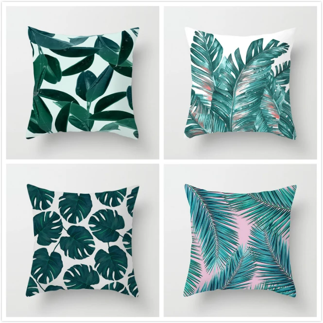 Fuwatacchi тропические фотообои с зелеными листьями декоративные подушки для