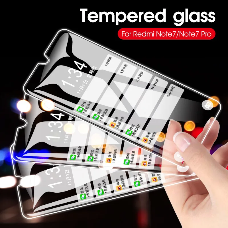 2Pcs Tempered Glass For Xiaomi Redmi Note 7 Pro Screen Protector Protective glass on Xiomi Red Mi note Note7 | Мобильные телефоны и