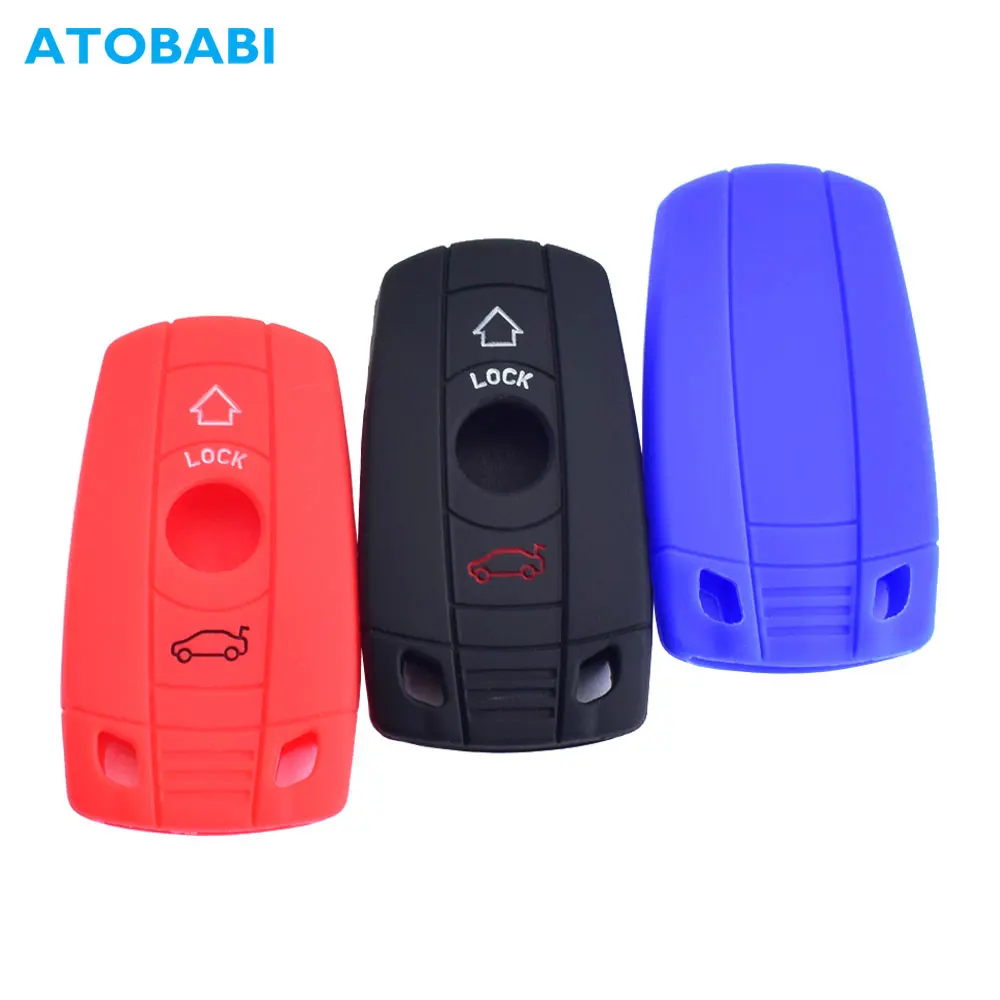 

Silicone Car Key Case 3 Button Smart Keyless Entry Remote Control Fobs Protector Cover Skin For BMW 1 2 4 5 6 Series E90 E92 E93