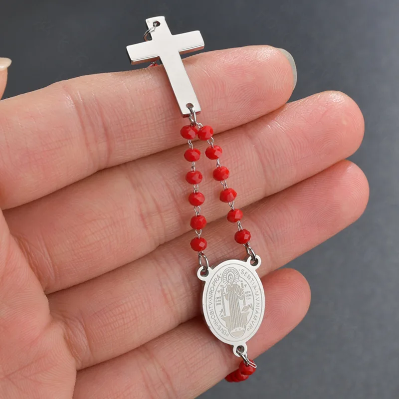 Счастливый браслет из нержавеющей стали с красным хрустальным Бисером мужской и