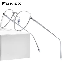 fonex pure titanium eyeglasses frame men myopia optical prescription oversize eye glasses for women gold polygon eyewear 8518