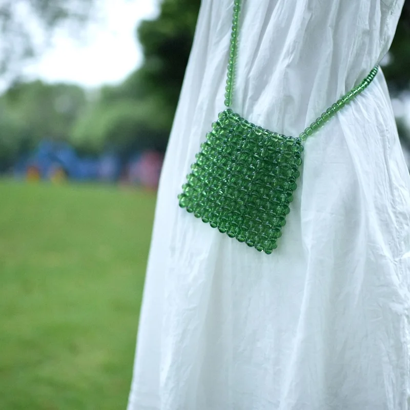 2020 ручная работа прозрачная сумка из бисера Женская тканая мини-сумка для