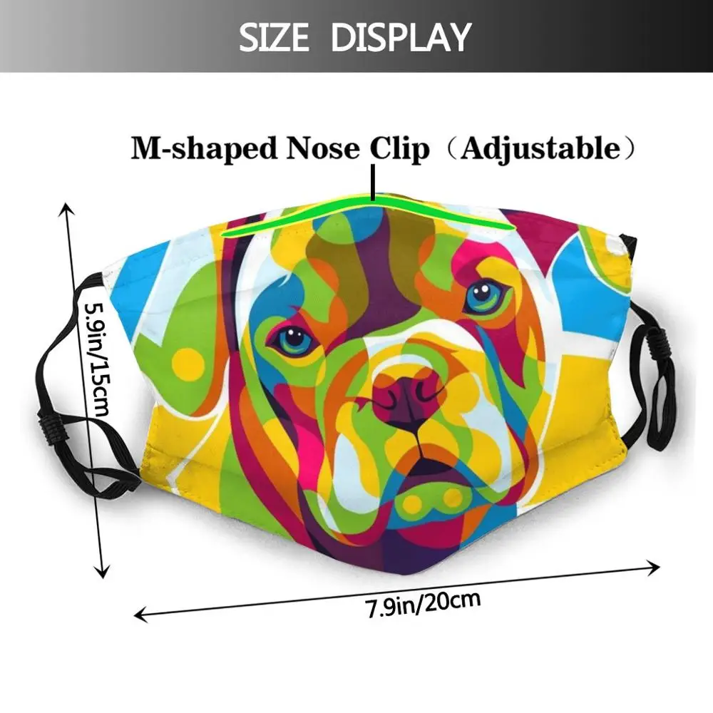 Bulldog портретная поп-арт забавная крутая Тканевая маска щенок питбуль-терьера Pitbull