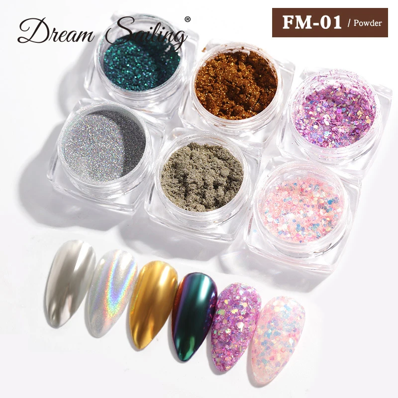 

Nail Art Decoration Pigment Flakes Holographic Nail Mirror Glitter Powder Metallic UV Gel Polishing Chrome Dust For Manicure