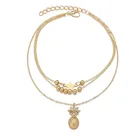 Цепочка на лодыжку, анклет с подвеской в виде ананаса, украшенный бисером, летняя пляжная бижутерия 2021, модные стильные анклеты для женщин, ювелирные изделия