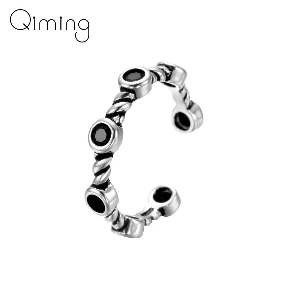 Античное серебряное черное кольцо с кристаллом для мужчин Бесконечность узлом