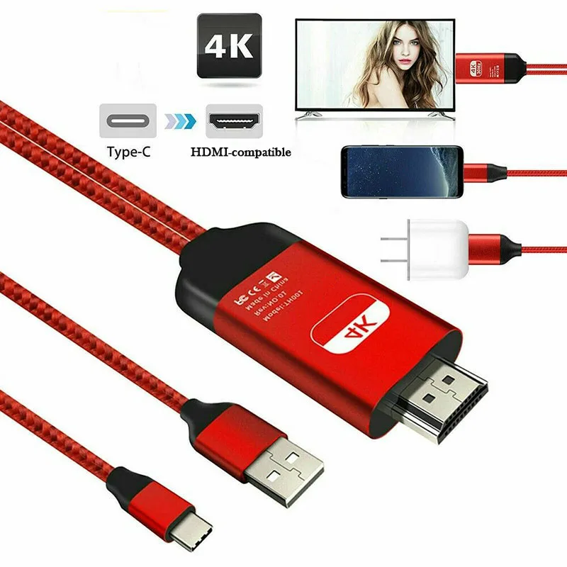 Кабель адаптер usb c на HDMI совместимый с 4K Type C Thunderbolt 3 для huawei mate 20 macBook pro 2018 galaxy