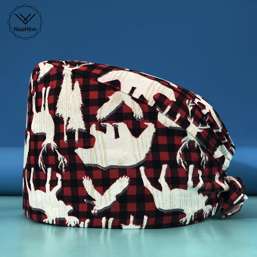

Unisex Scrubs Elastic Work Hats Beauty Salon Work Caps Printing Pet Caring Hats Cute Scrubs Caps Pet Hats Accessories Cotton new