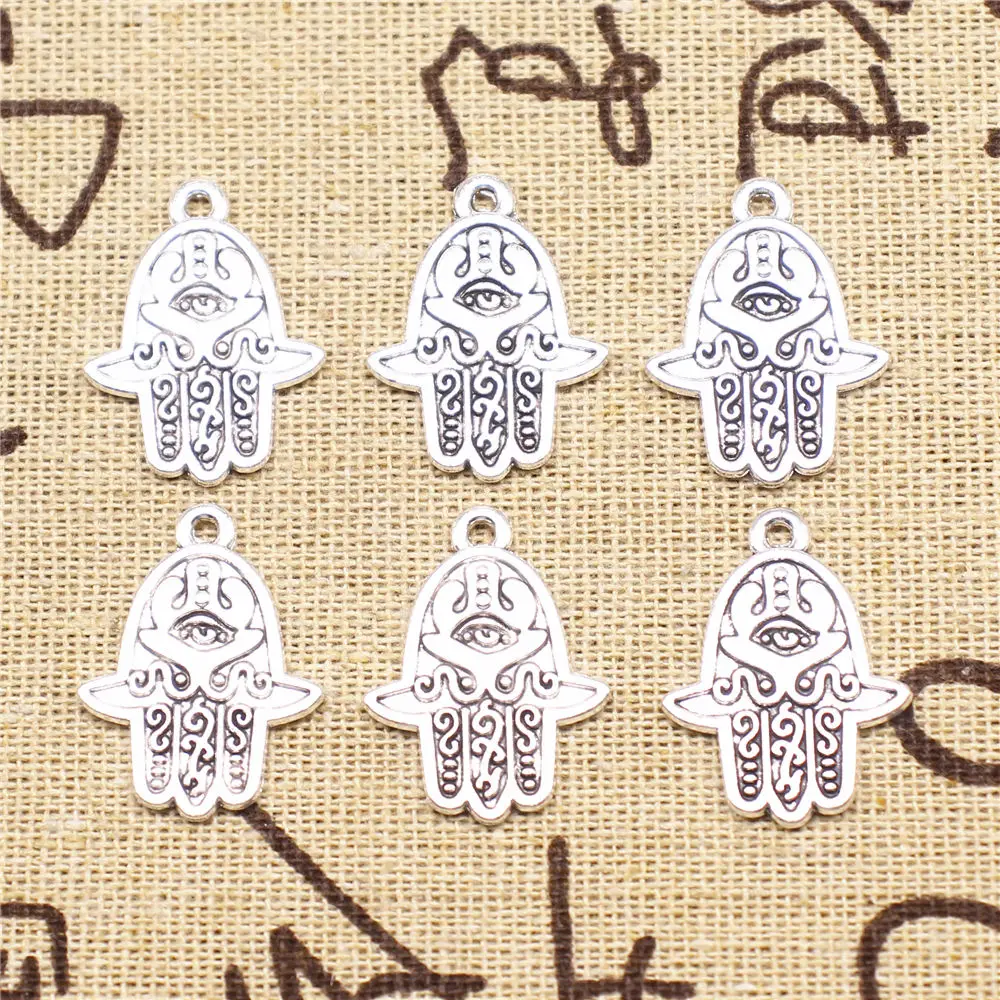 

Charm For Making Jewelry Pendants Antique Silver Color Eyes Hansa Palms 24x19mm 5pcs