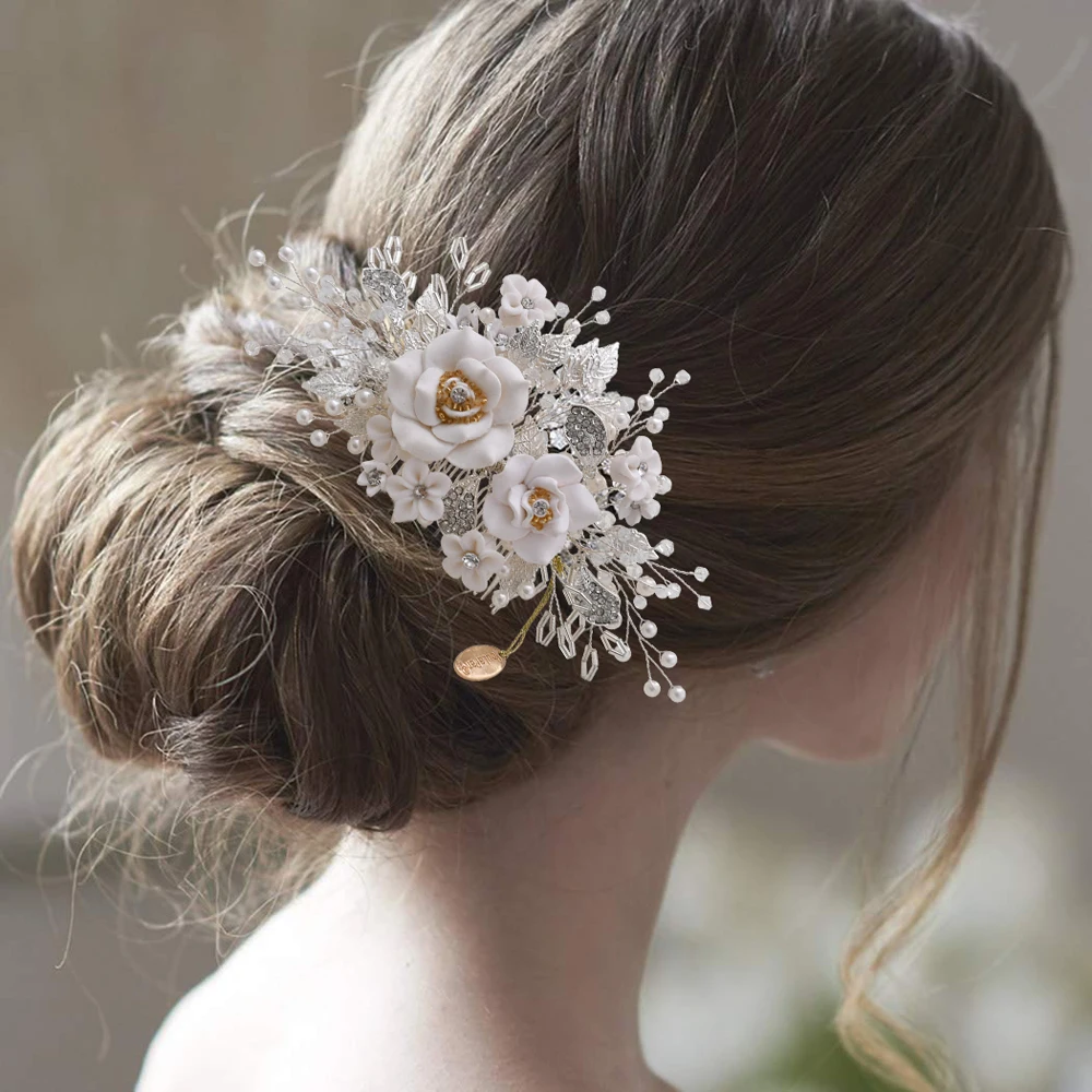 

HP320 Wedding Hair Accessories Bridal Headwear Handmade Flower Elegant Hair Accessories Women Hair Combs гребень для волос