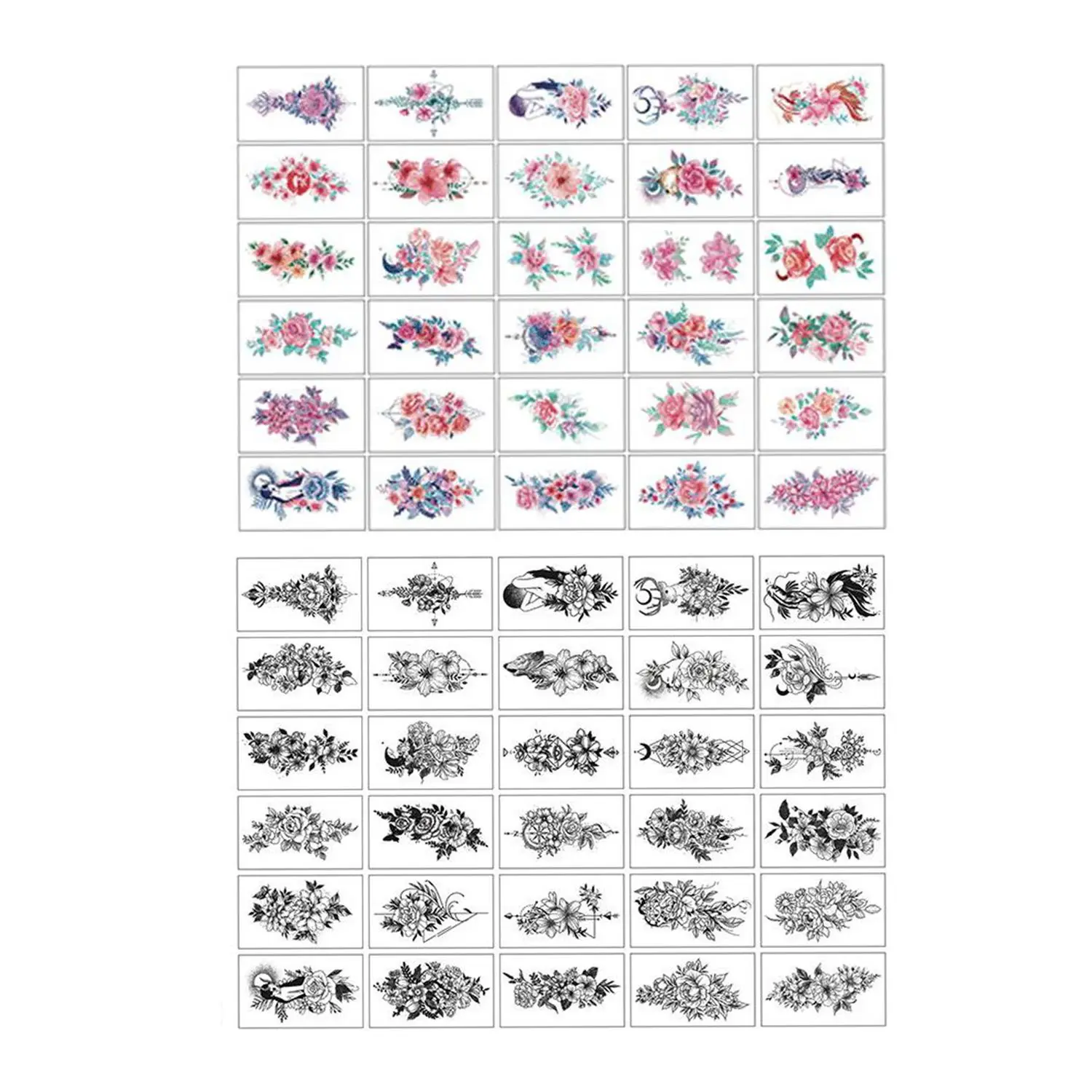 

Модные черные розы, различные цветы, Временные татуировки, наклейки на тело, наклейки на руку, искусственные татуировки